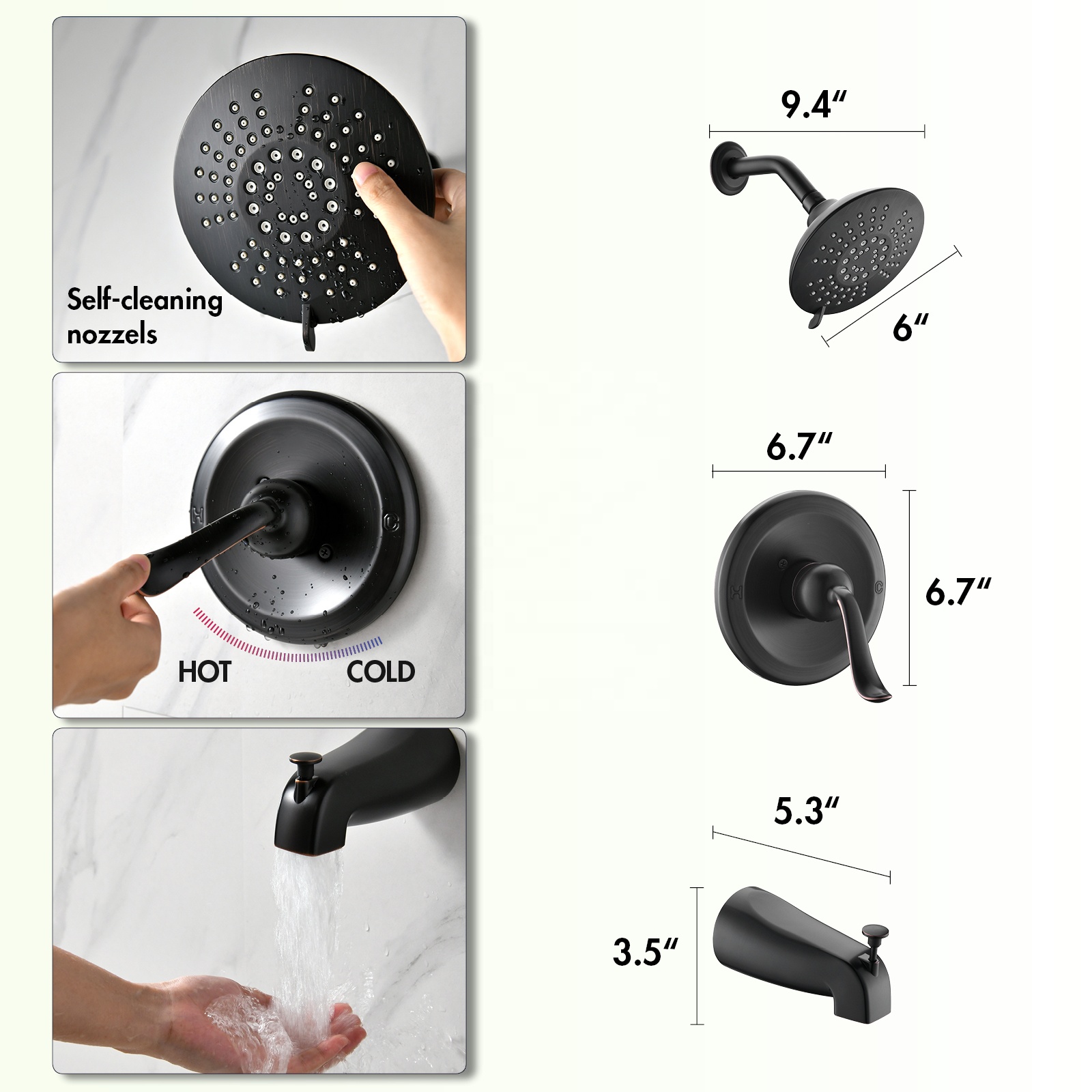 Misturador de torneira de banho de parede conjunto de torneira de chuveiro de chuveiro Conjunto de torneira de chuveiro de banheiro