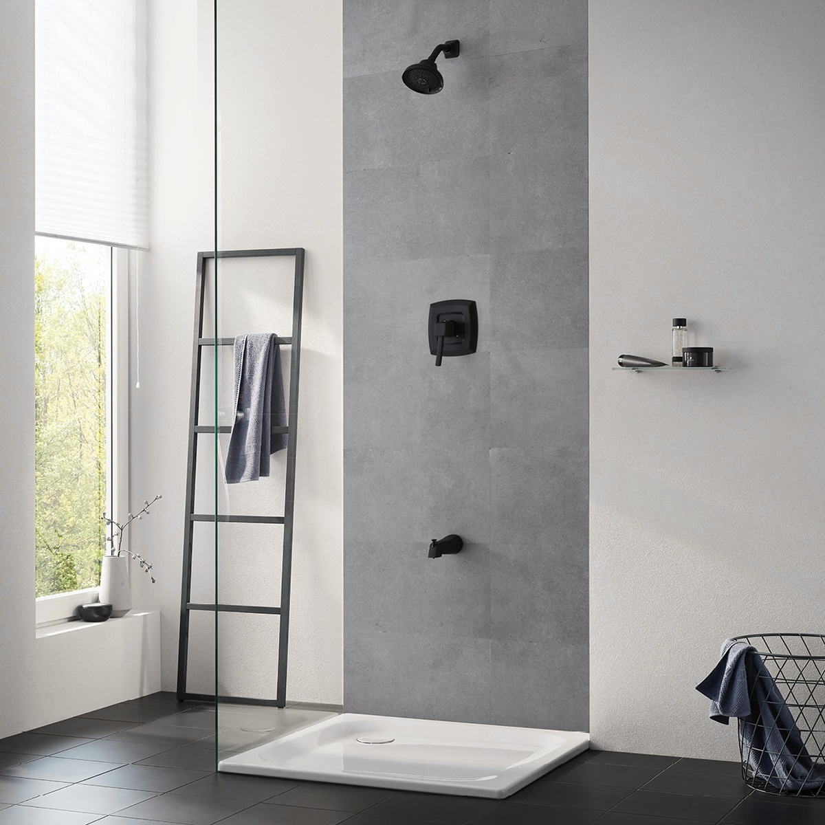 Favorável Durável Preto Clássico Moderno Banheiro 5 Maneiras Torneira Banheira de Chuveiro Conjunto de Banho e Chuveiro