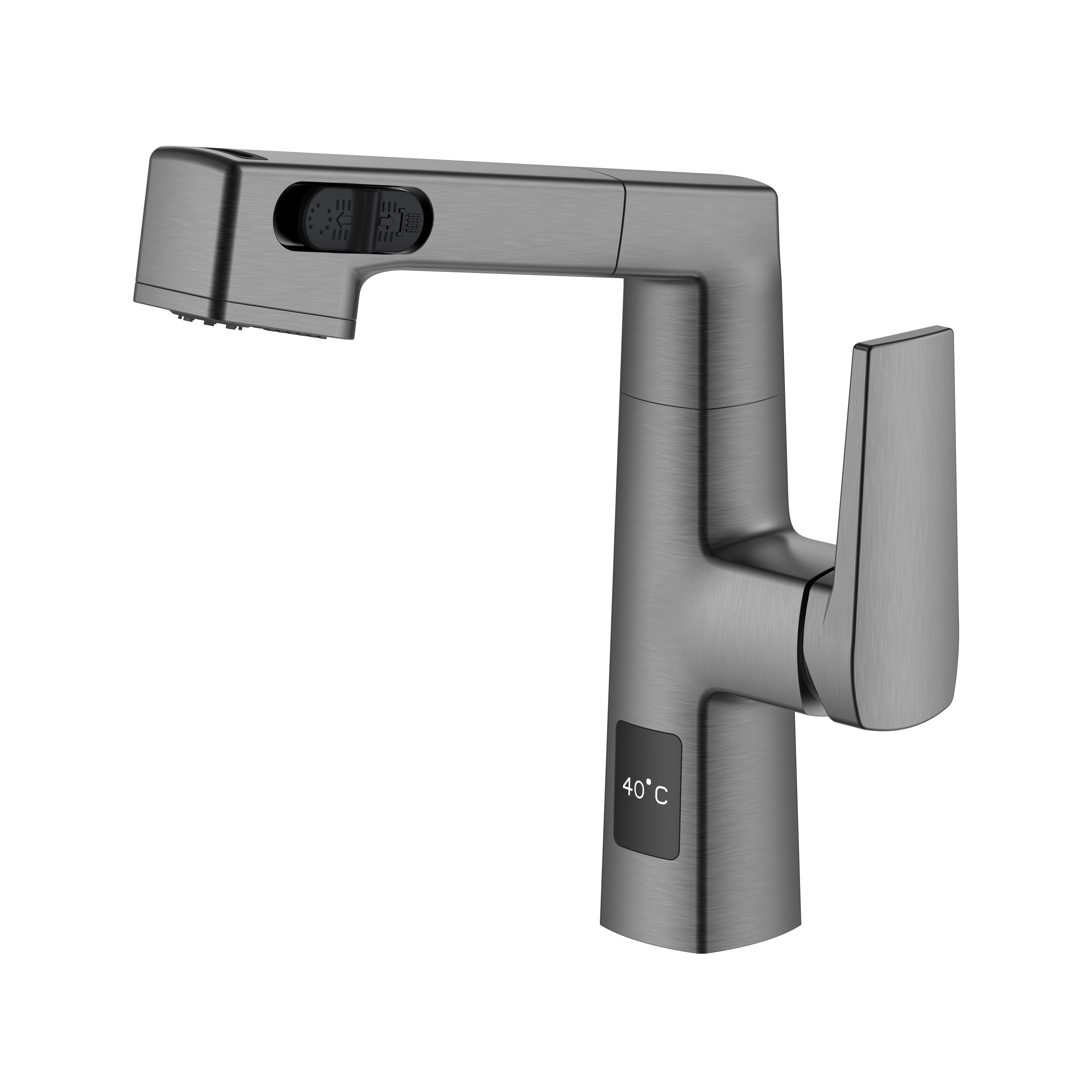 Design mais recente com visor de temperatura ajustável altura preta torneira do banheiro removível