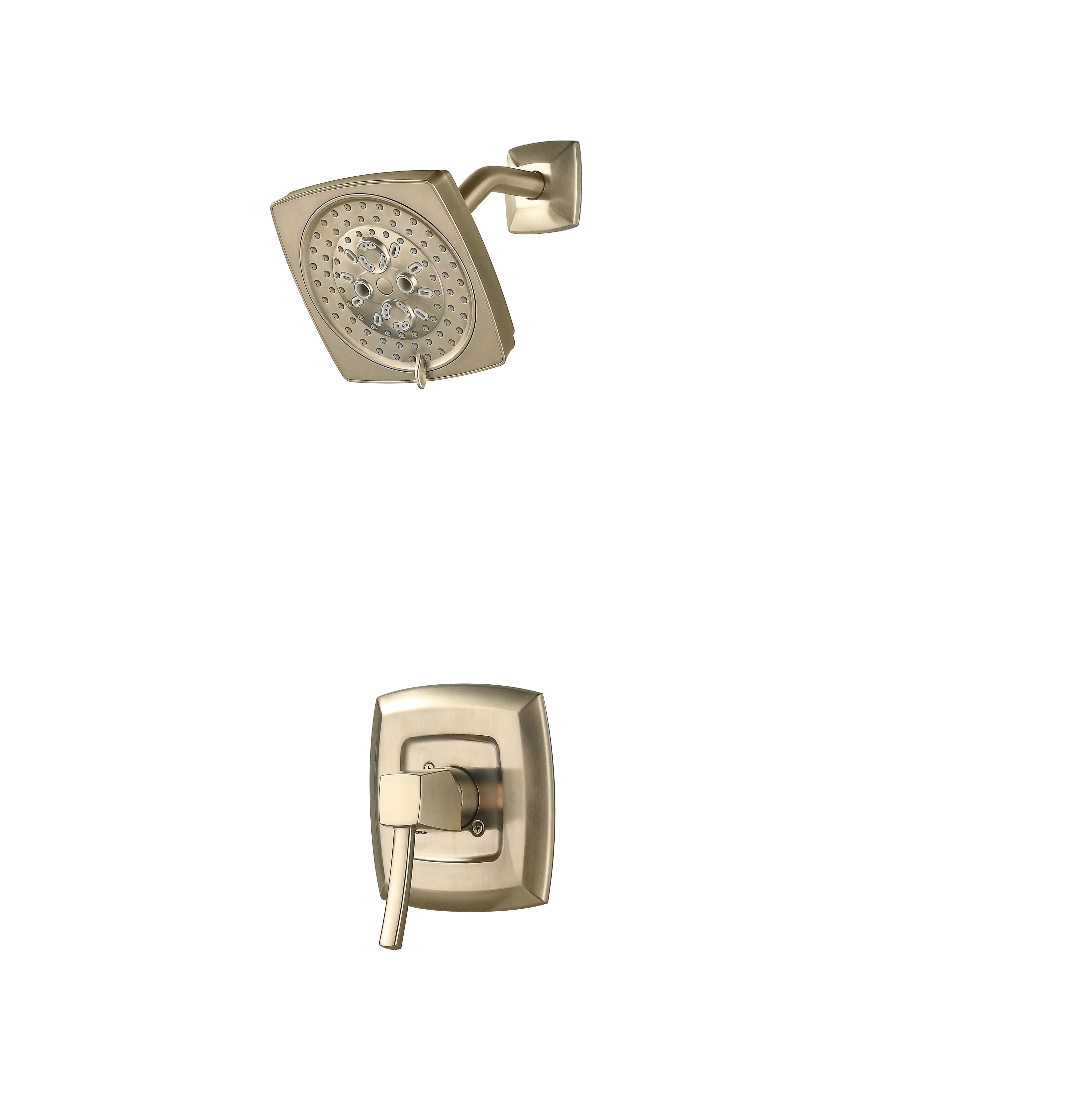 Elegante conjunto de chuveiro de banheiro de aço inoxidável quadrado dourado de alta qualidade