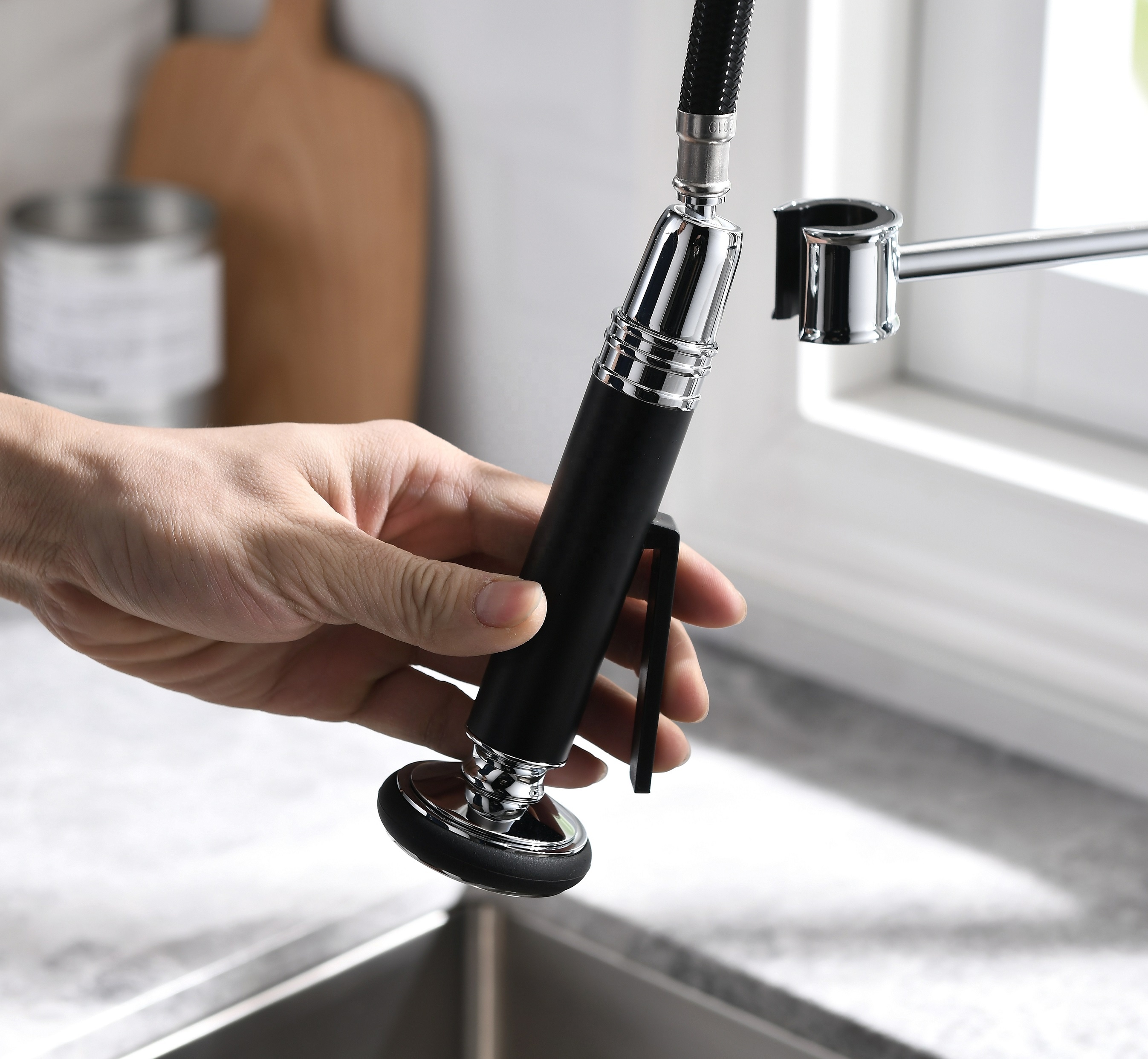 Torneira de cozinha americana 360 ajustável flexível torneira de cozinha mola pull down spray torneira de cozinha